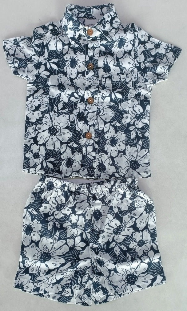 Floral Printed Boys Shirt & Shorts Set