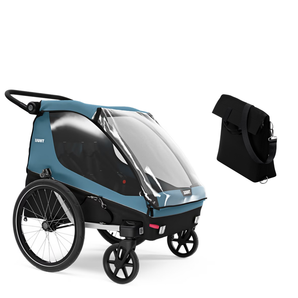 Courier Double Stroller & Bike Cargo Trailer + Changing Bag Bundle