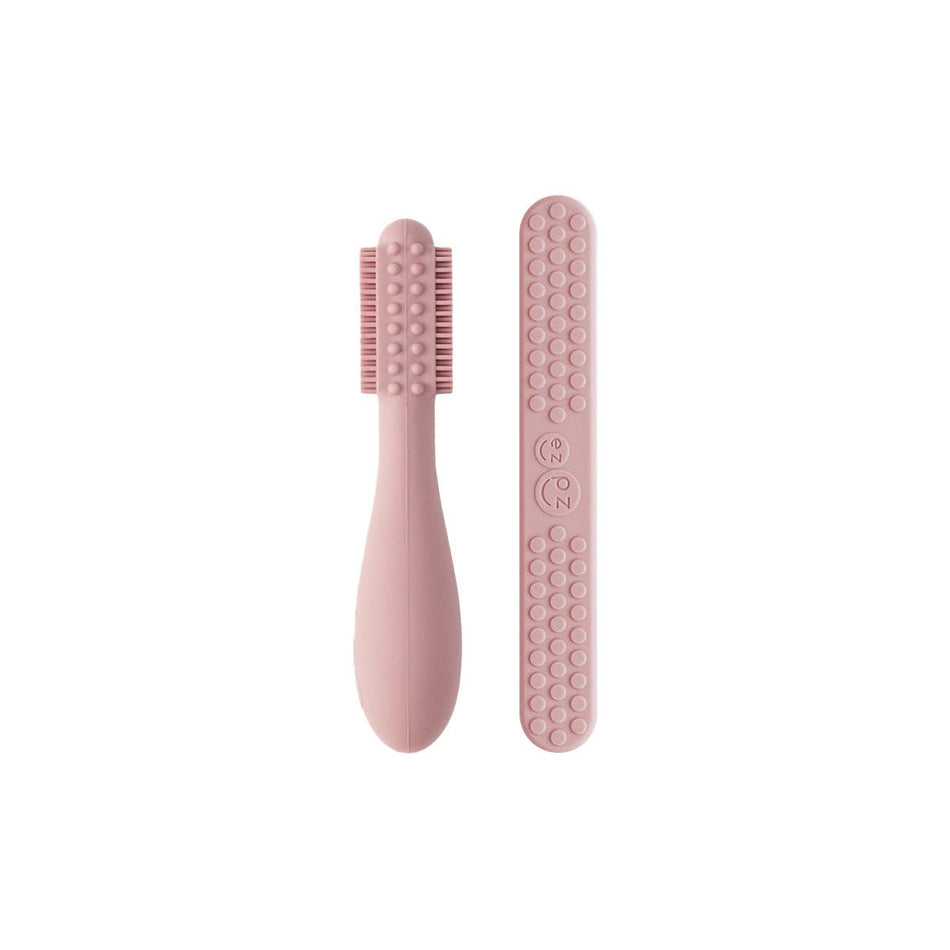 Baby-Led™ Toothbrush + Sensory Tongue Depressor Dual Pack: Blush