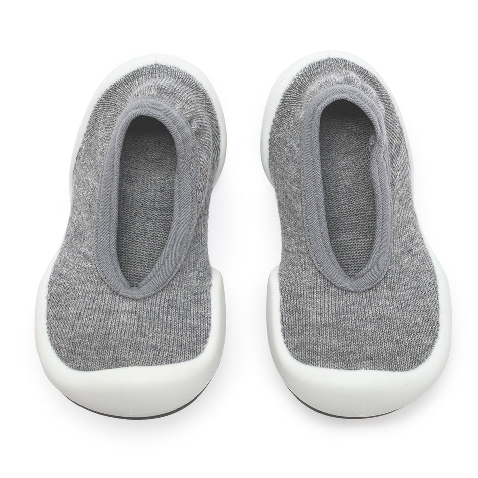 Flat Grey Solid Soft Cotton Sock Shoes