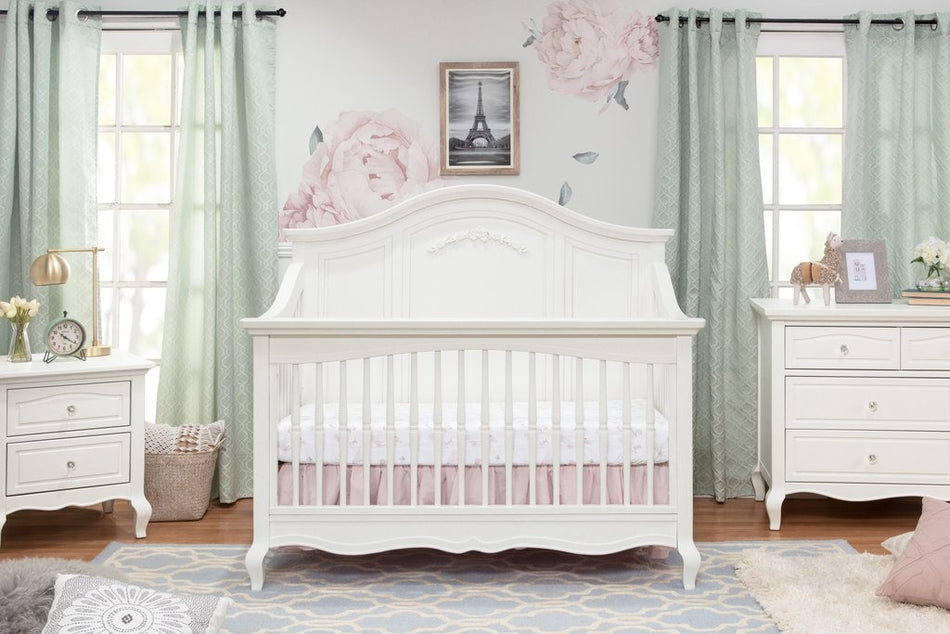 Mirabelle Convertible Crib + Double Dresser & Nightstand - Warm White