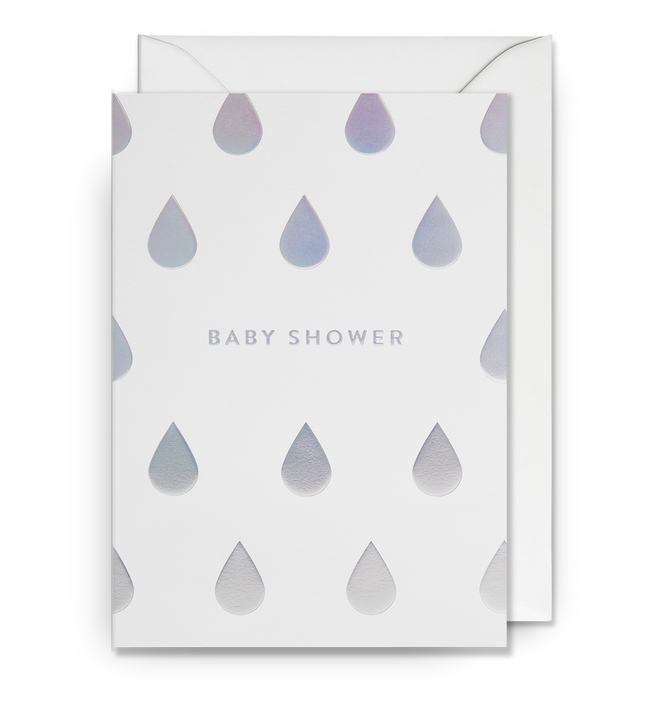 Silver Rain Drop Baby Shower Card