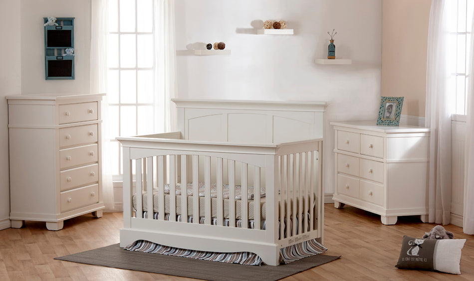 Pali Torino Panel Convertible Crib + Dressers - White