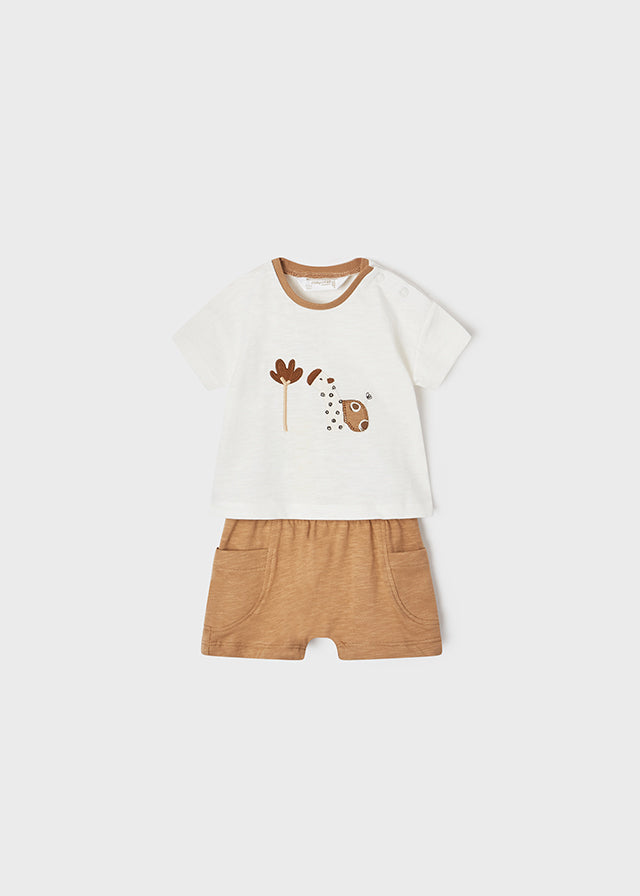 Newborn Safari Short Set - White Shirt