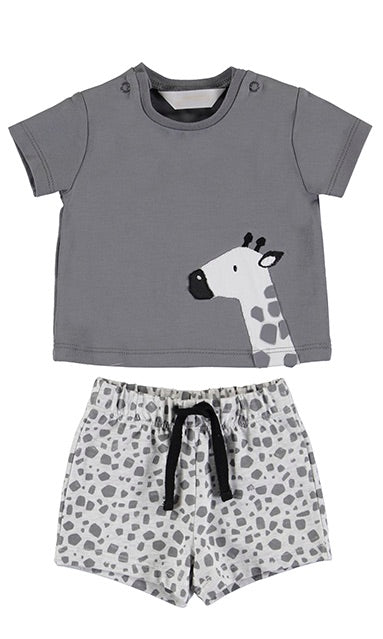 Newborn Boy Safari Short Set - Gray Shirt