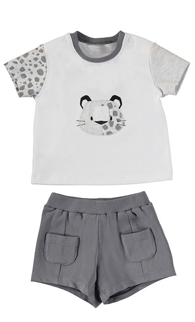Newborn Boy Safari Short Set - White Shirt