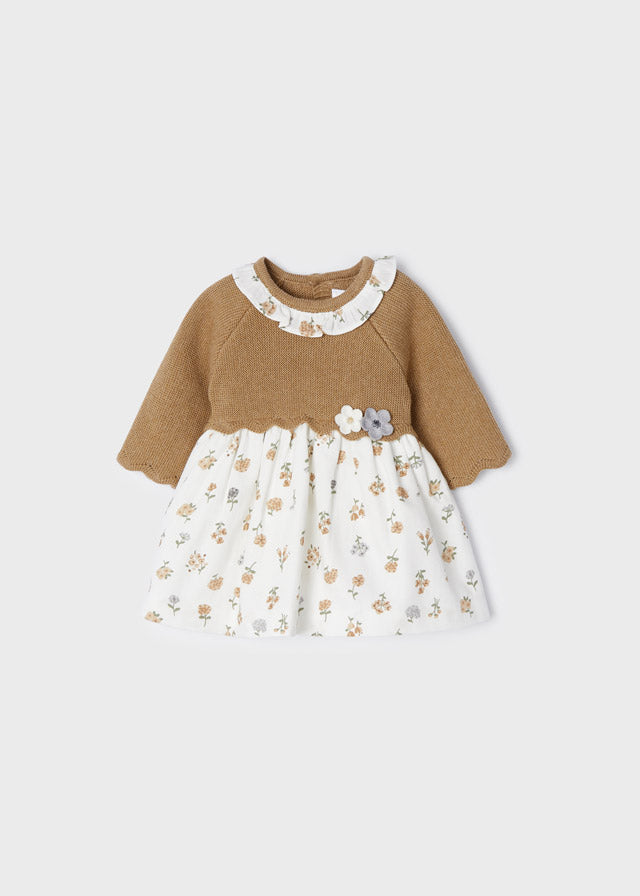 Caramel Warp-knitted newborn dress