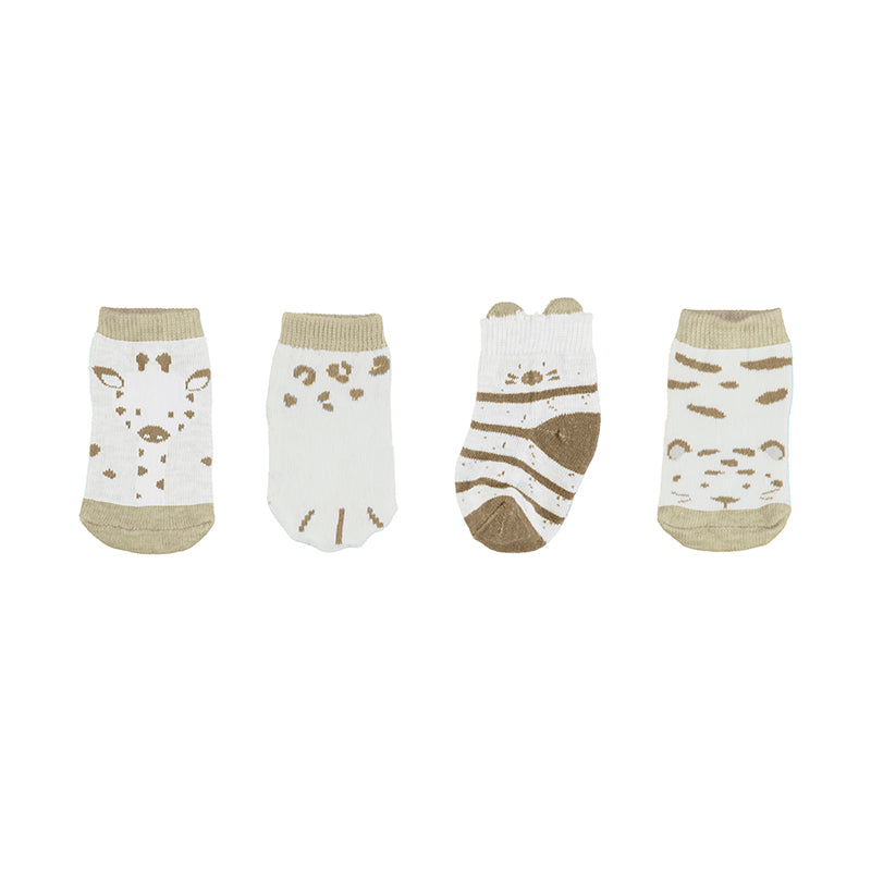 Animal Newborn Socks Set - Camel
