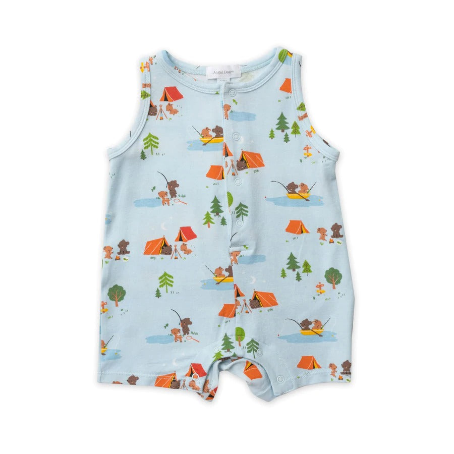 Sleeveless Shortie Romper - Fishing Animals