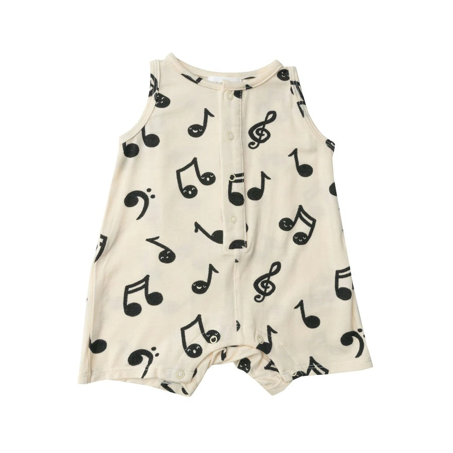 Sleeveless Shortie Romper - Music Notes