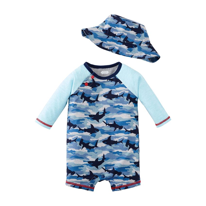 Mud Pie Shark Camo Rashguard Set - 3-6 Months