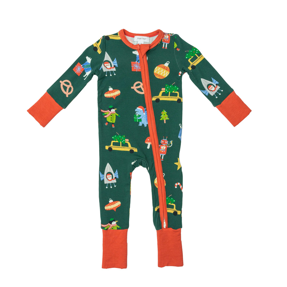 Bamboo Zipper Romper - Merry And Bright