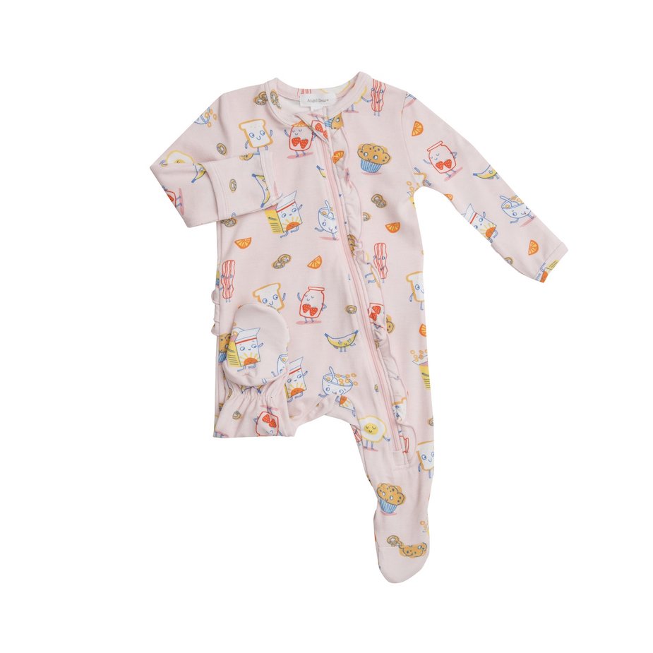 Angel Dear Breakfast Club Pink Zipper Footie - Newborn