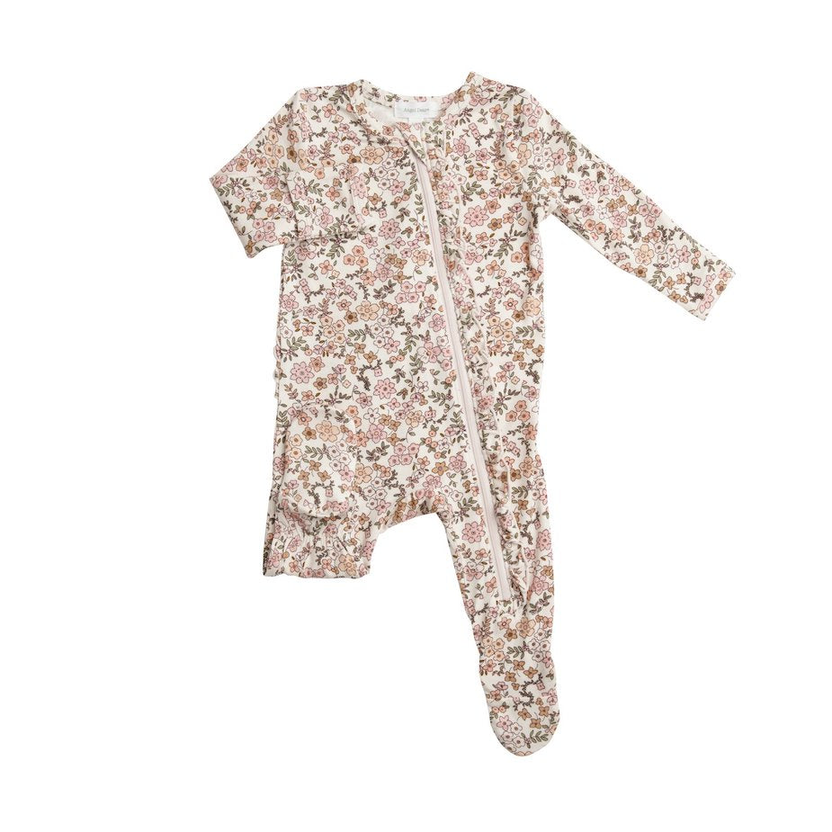 Angel Dear Vintage Calico Zipper Footie - 9-12 Months