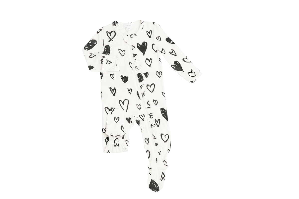 Angel Dear Hearts Ruffle Zipper Footie - 18-24 Months