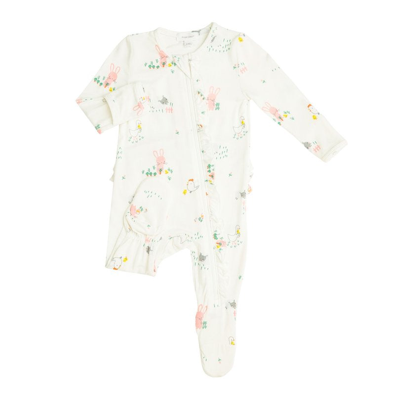 Angel Dear Little Farmer Girl Zipper Footie - 6-9 Months