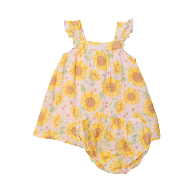 Sunflowers/Pink Sundress & Diaper Cover