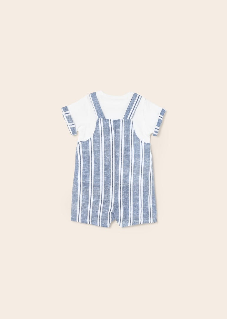 Printed Linen Dungaree Set - Imperial