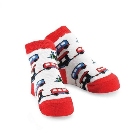 Mud Pie Train Socks Red