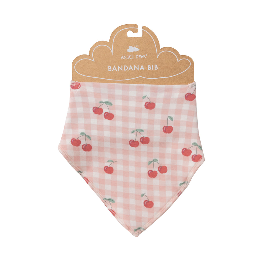 Cherry Pink Gingham Bandana Bib