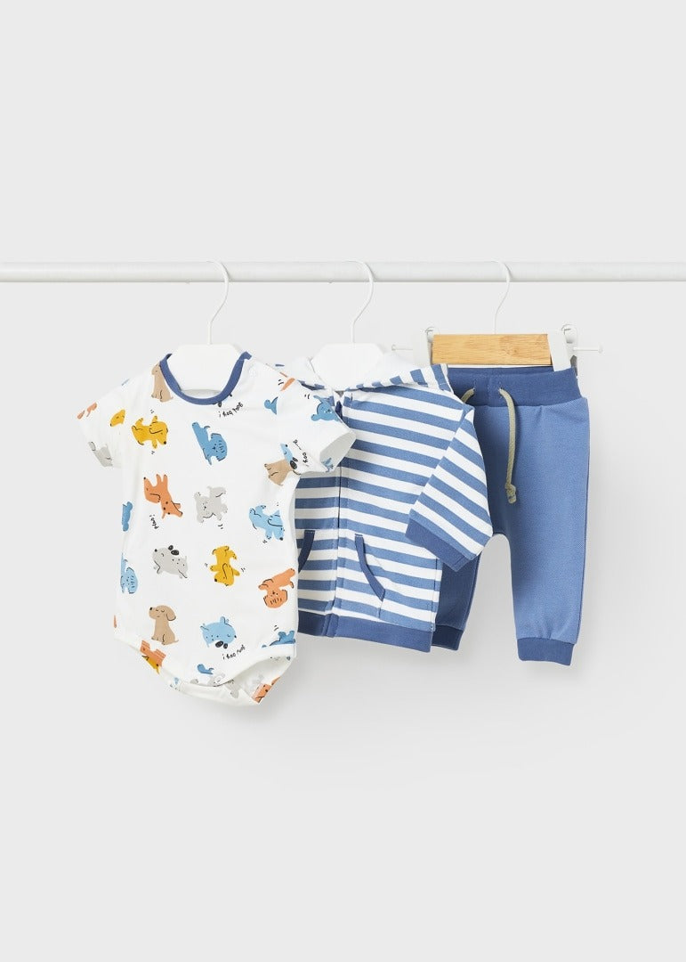 3-Pack Cotton Newborn Tracksuit - Twill Blue