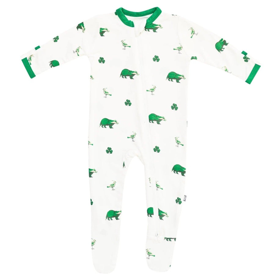 Printed Zipper Footie In Irish