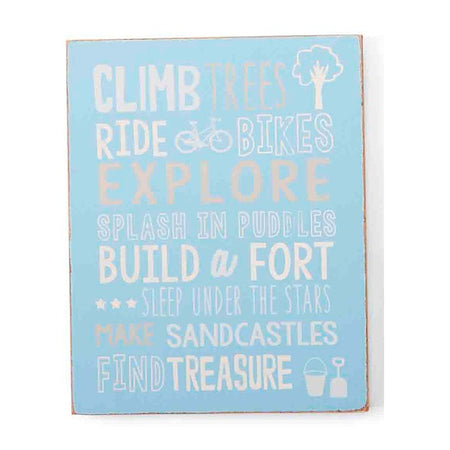 Mud Pie Climb Trees Blue Wood Wall Art Plaque