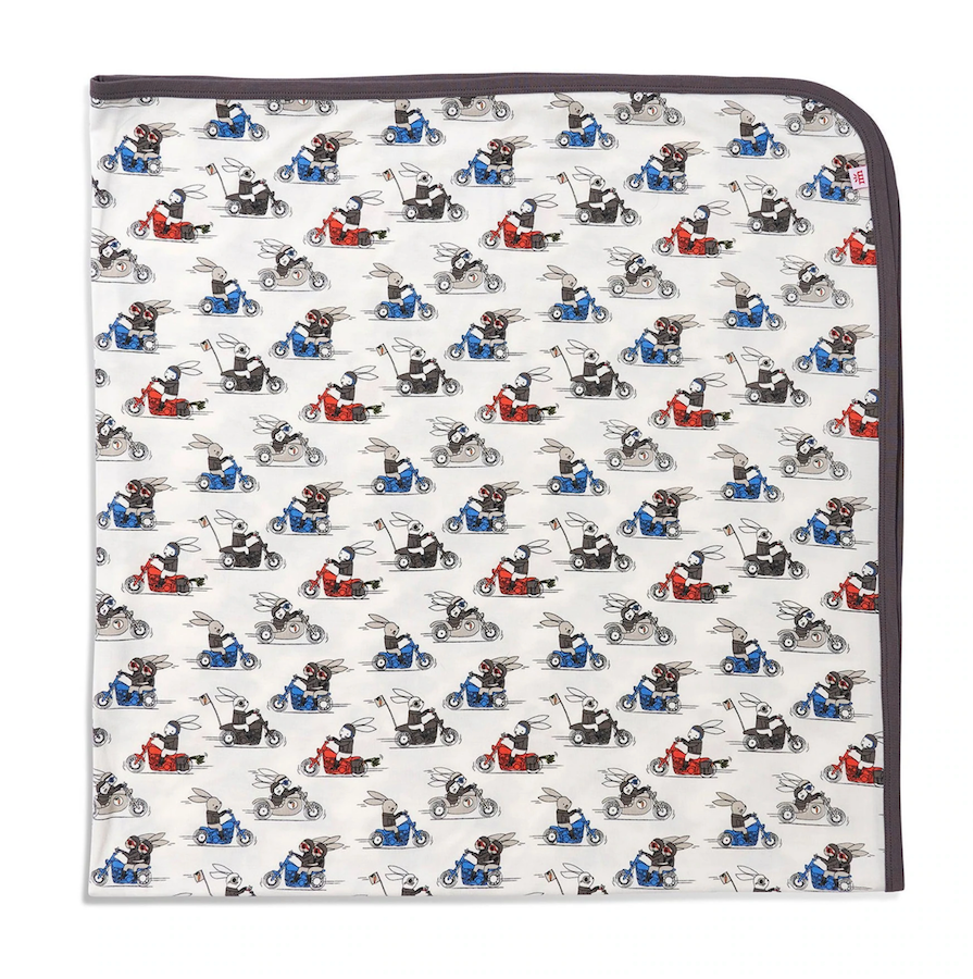 hares on hogs modal swaddle blanket