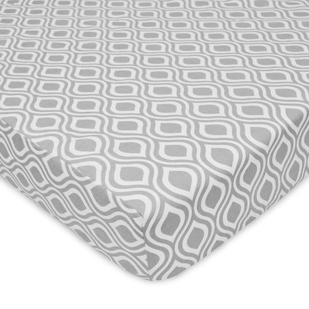 American Baby Company Percale Crib Sheet, Gray Ogee