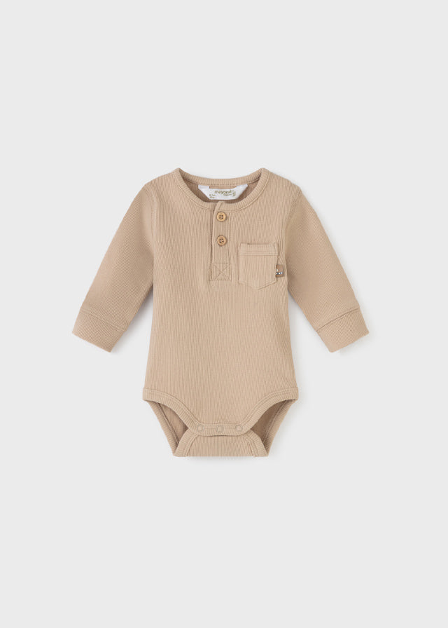 Mayoral Rib Knit Onesie - Cereal