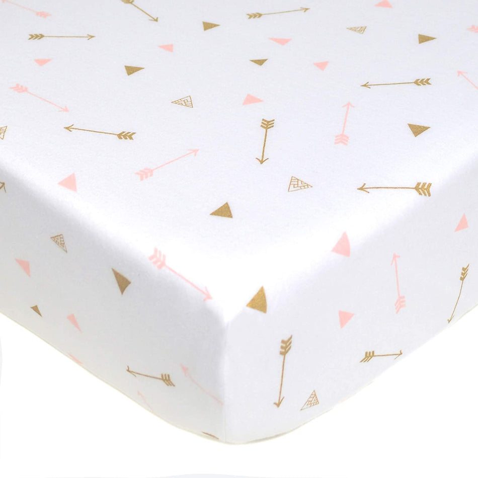 Sparkle Crib Sheet - Gold Pink Arrows