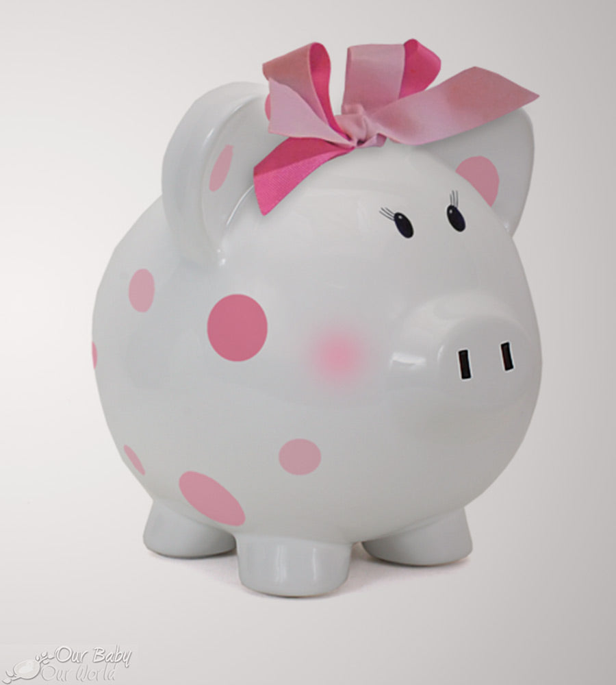 Child to Cherish Pink Dots Piggy Bank