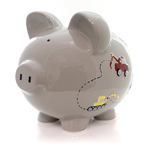 Child to Cherish Construction Piggy Bank, Grey