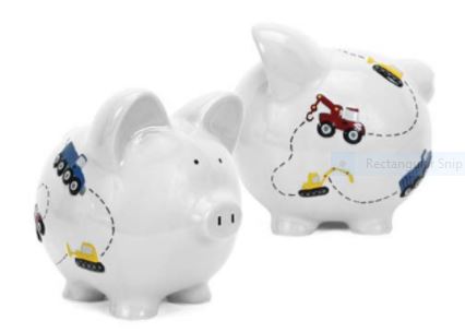 Child to Cherish Construction Piggy Bank, White