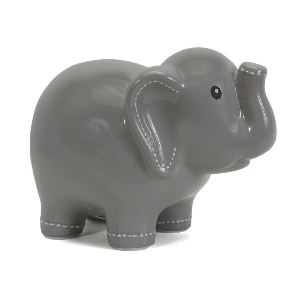 Child to Cherish Stitched Elephant Bank - Grey