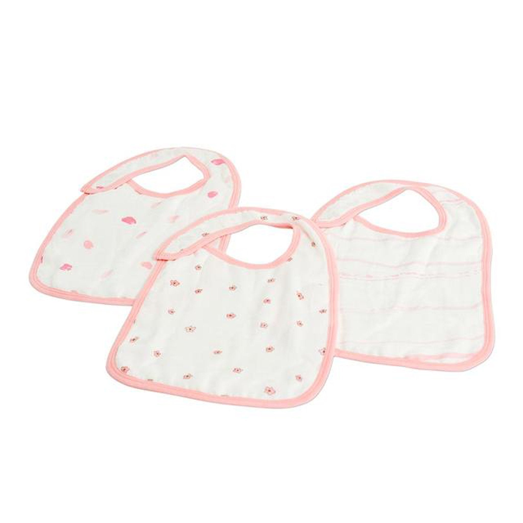 Newcastle Classics Bamboo Snap Bib 3 Pack - Pink Flower