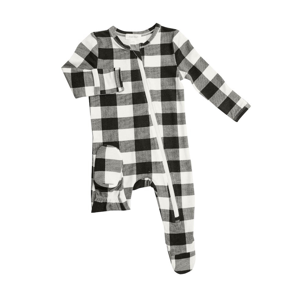 Angel Dear Buffalo Check Zipper Footie - Newborn