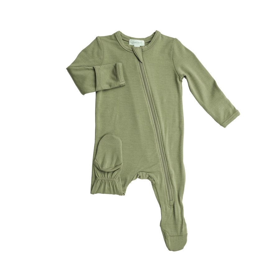 Sage Solid Basics Zipper Footie - 6-9 Months