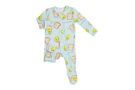 Angel Dear Avocado + Toast Blue Zipper Footie - 0-3 Months