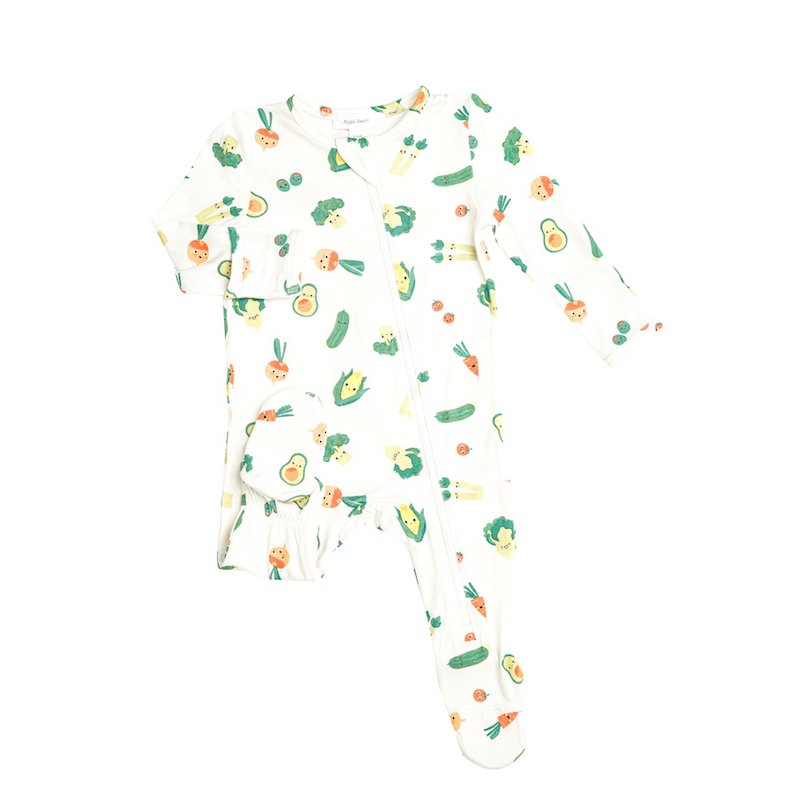 Angel Dear Healthy Greens Zipper Footie - 3-6 Months