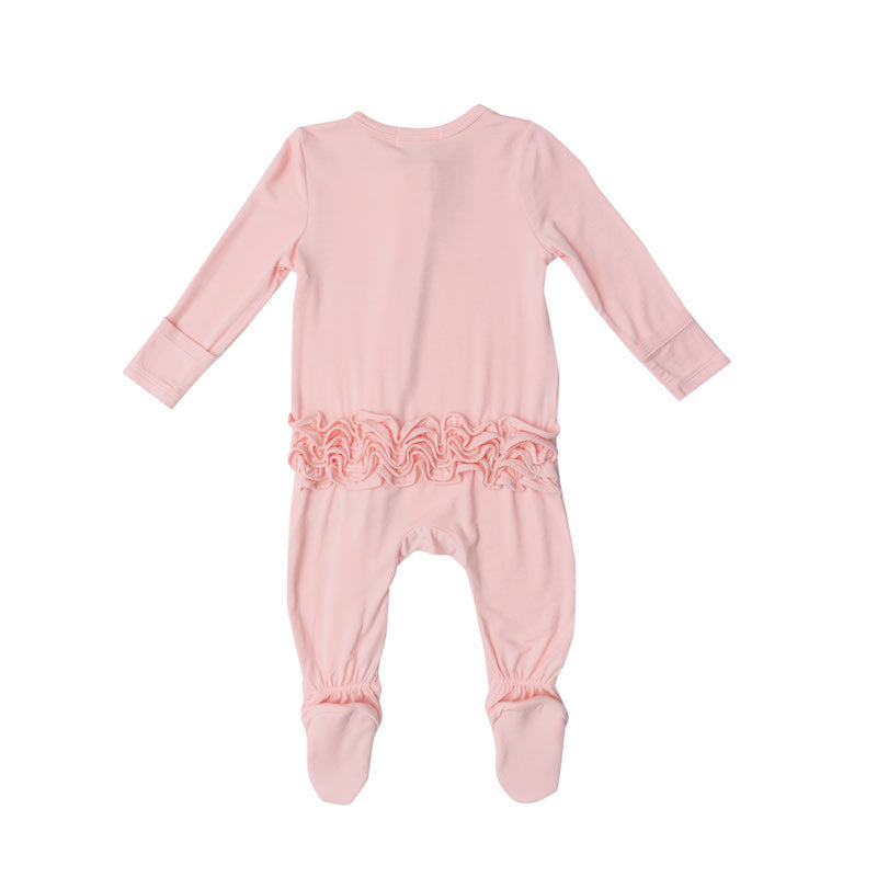 Crystal Rose Ruffle 2 Way Zipper Footie