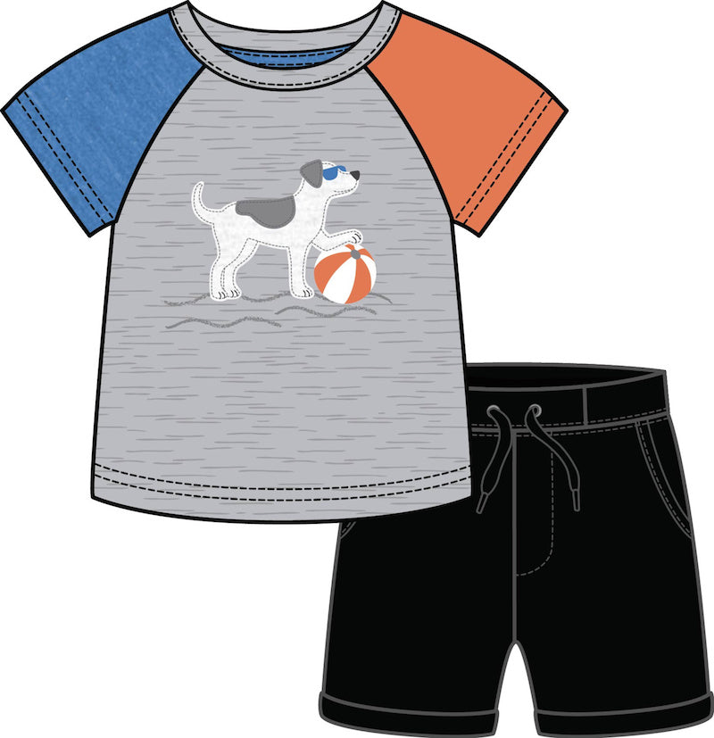 Beach Ball Dog T-Shirt Short Set