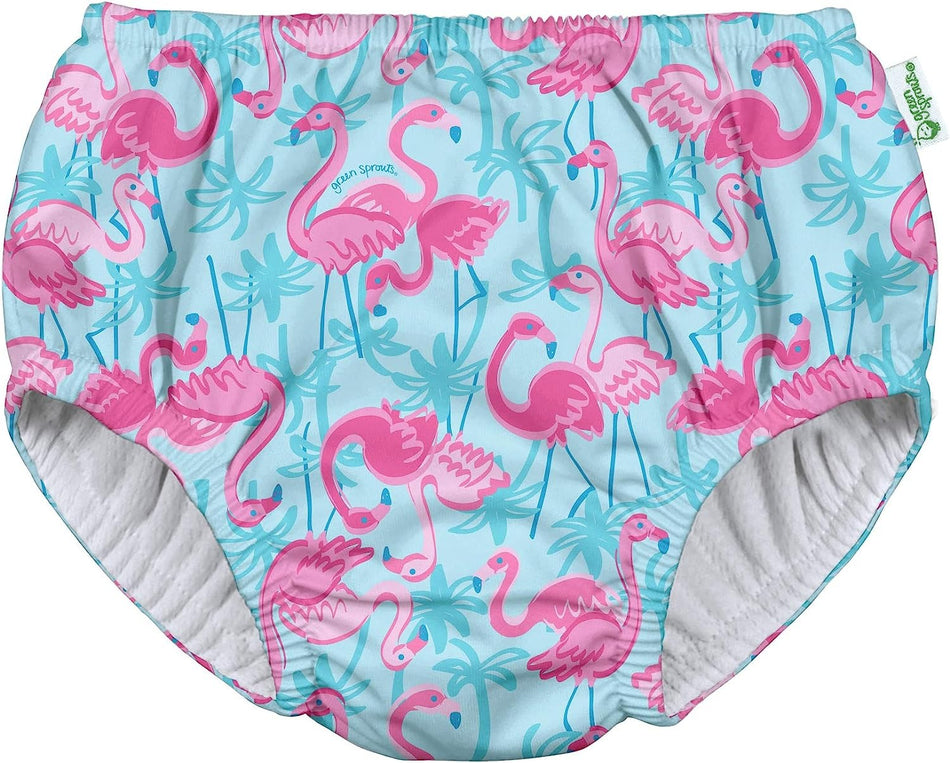 Pull-up Reusable Swimsuit Diaper - Aqua Palm Flamingos