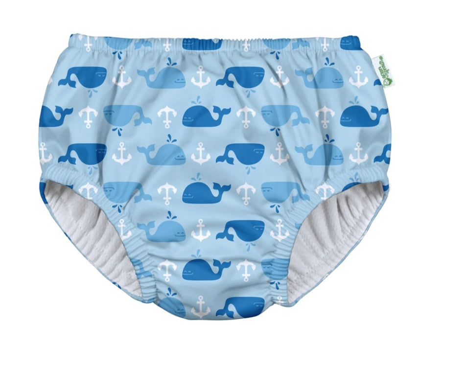 Pull-up Reusable Swimsuit Diaper - Light Blue Anchor Whale