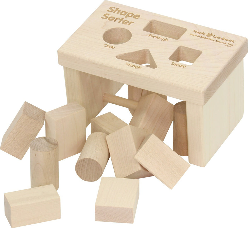 Maple Shape Sorter Bench Toy