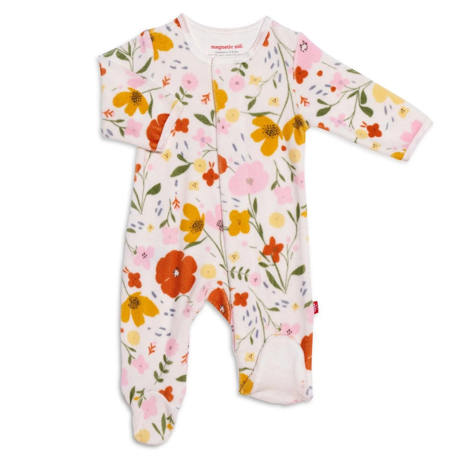 posies floral velour magnetic footie