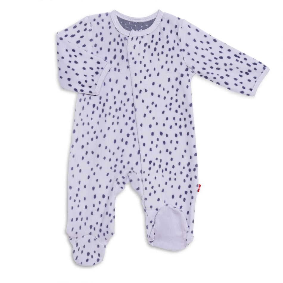 painted dots velour magnetic footie