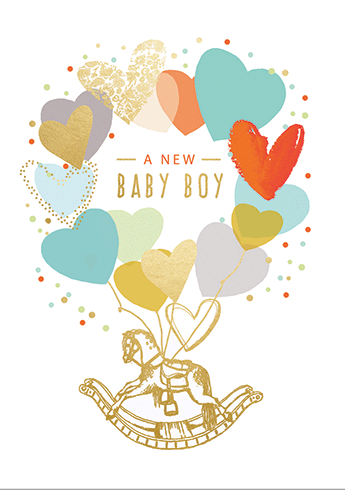 Calypso Rocking Horse - Boy Baby Shower Card