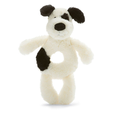 Jellycat Bashful Black and Cream Puppy Rattle