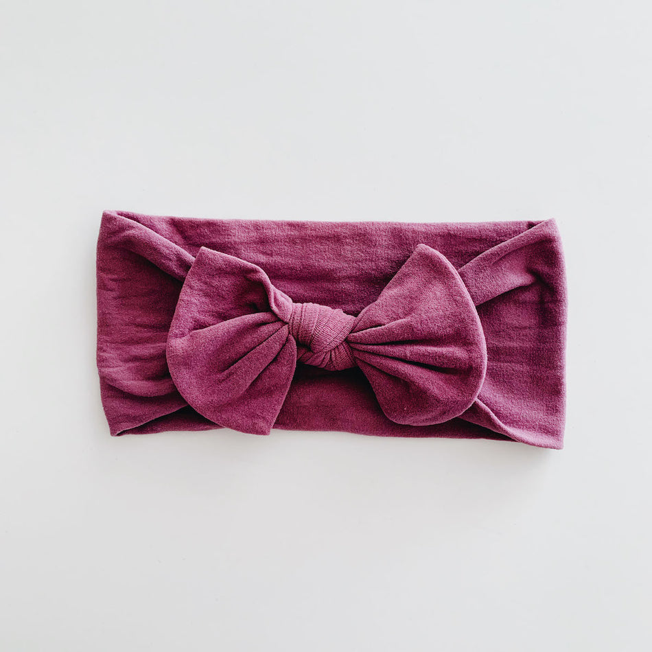 Sugar + Maple Classic Baby Bow Headband in Magenta